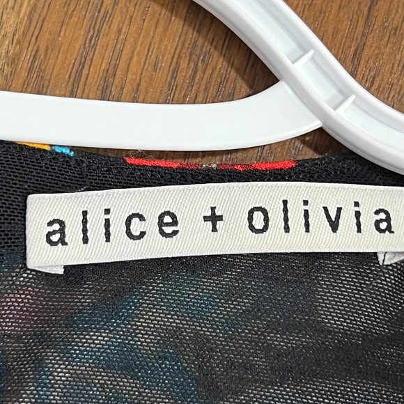 Alice + Olivia Womens Delora Dress 8 Fitted Crewneck Midi Multicolor Stretch - Picture 5 of 8